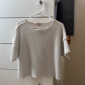 Gilded Intent Cream Crochet Short Sleeve Top